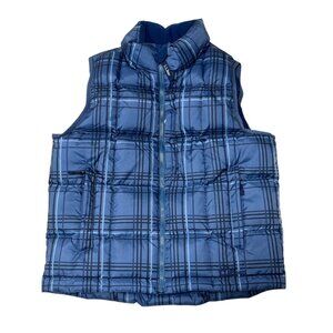 L.L.Bean Blue Plaid Goose Down Puffer Vest Zip Pockets Kids Youth Size S (8)